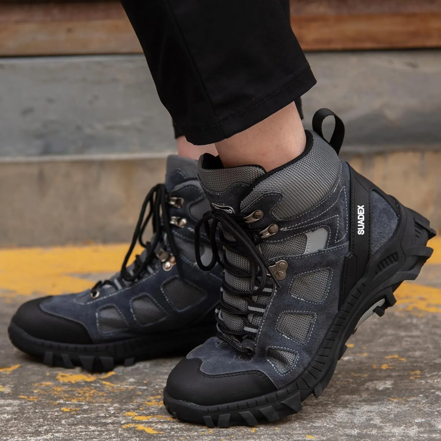 SUADEX Steel Toe Boots for Men Women Indestructible Non Slip Comfortable Work Boot Safety Construction Shoes