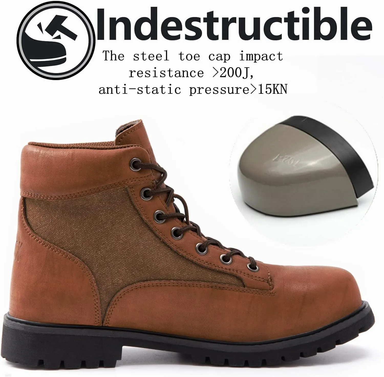 SUADEX Steel Toe Boots for Men Women,Heat Resistant Indestructible Work Safety Boot Outdoor Protection Construction Shoes