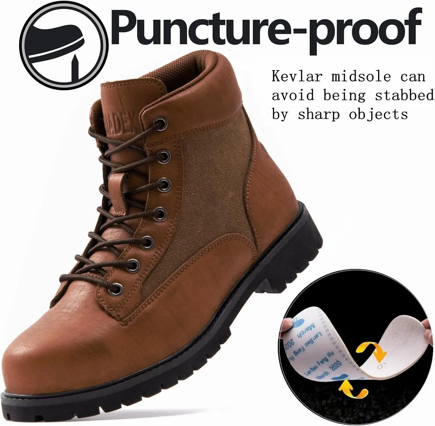 SUADEX Steel Toe Boots for Men Women,Heat Resistant Indestructible Work Safety Boot Outdoor Protection Construction Shoes