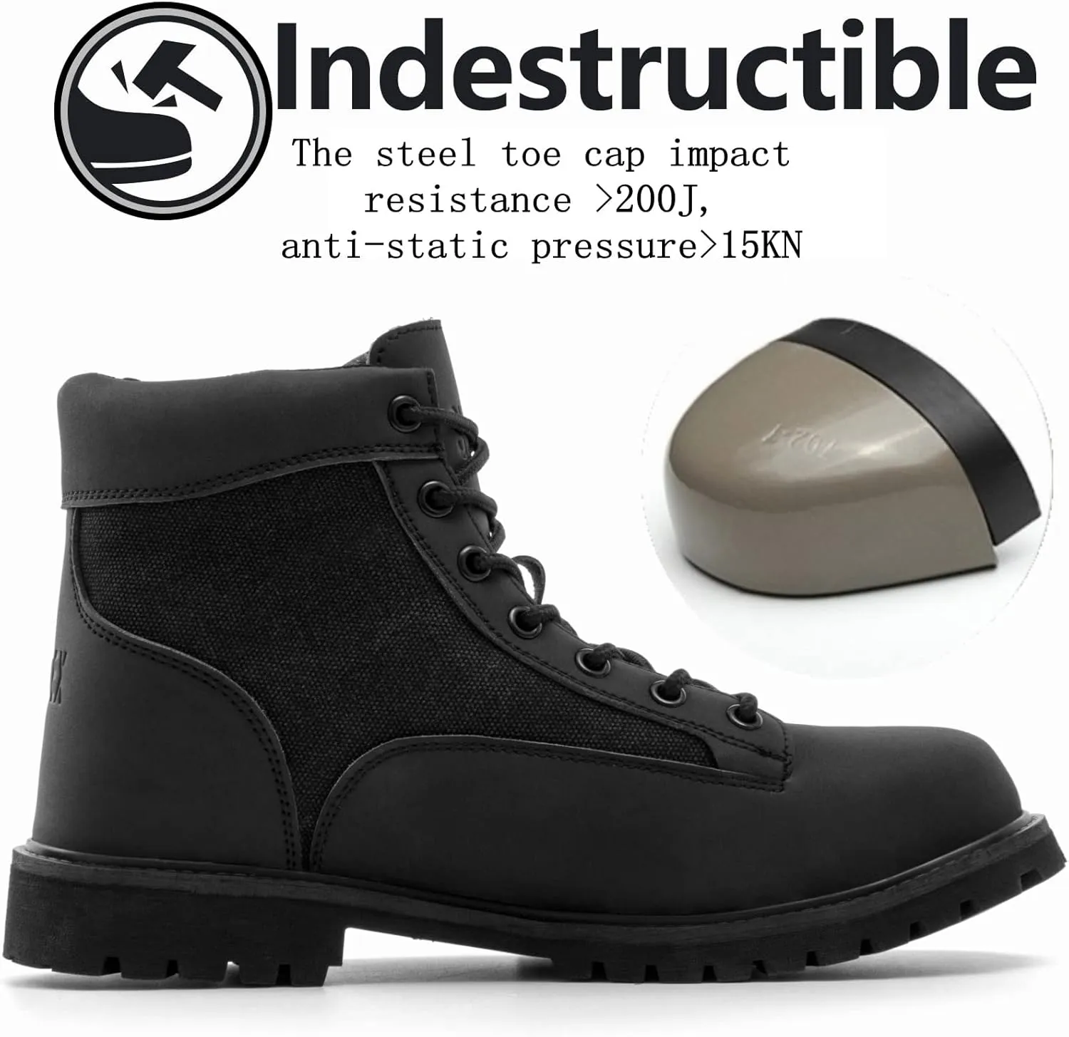 SUADEX Steel Toe Boots for Men Women,Heat Resistant Indestructible Work Safety Boot Outdoor Protection Construction Shoes