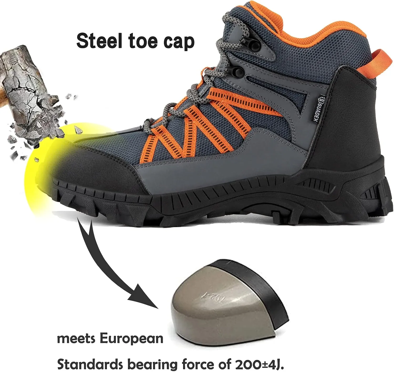 SUADEX Steel Toe Boots for Men Work Safety Indestructible Boots for Women Construction Shoes Composite Toe