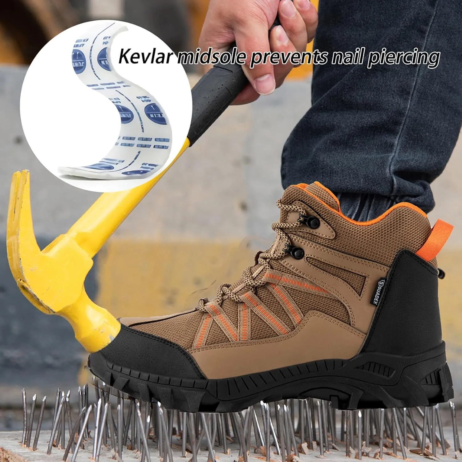 SUADEX Steel Toe Boots for Men Work Safety Indestructible Boots for Women Construction Shoes Composite Toe
