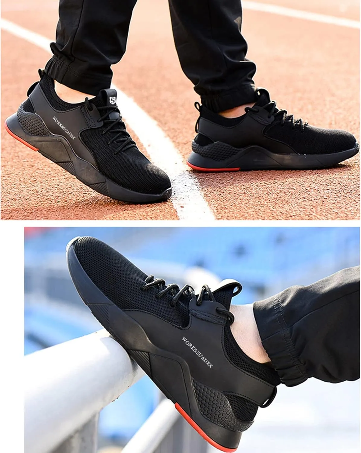 SUADEX Steel Toe Shoes for Men Women Lightweight Safety Work Sneakers for Construction Indestructible Breathable