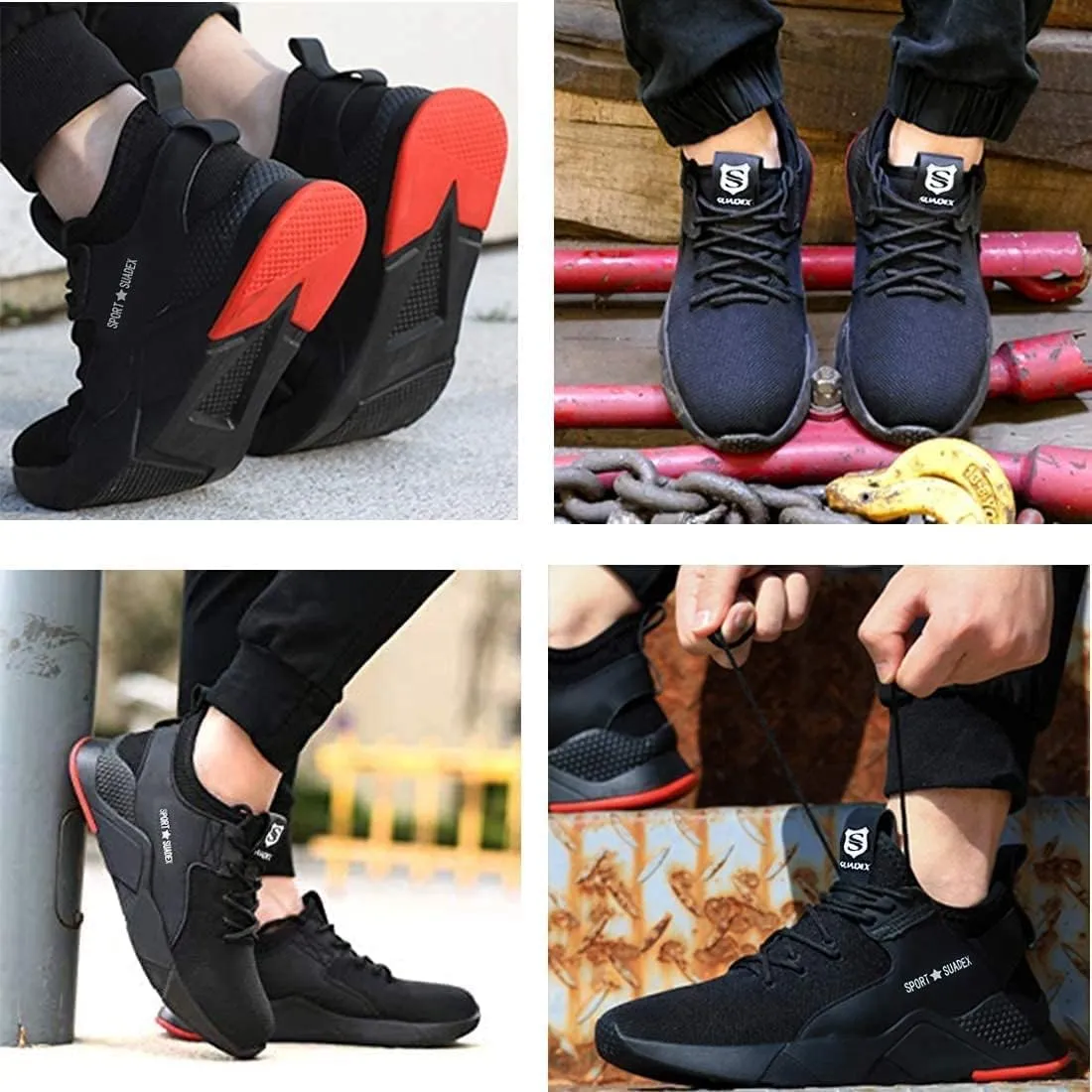 SUADEX Steel Toe Shoes for Men Women Lightweight Safety Work Sneakers for Construction Indestructible Breathable