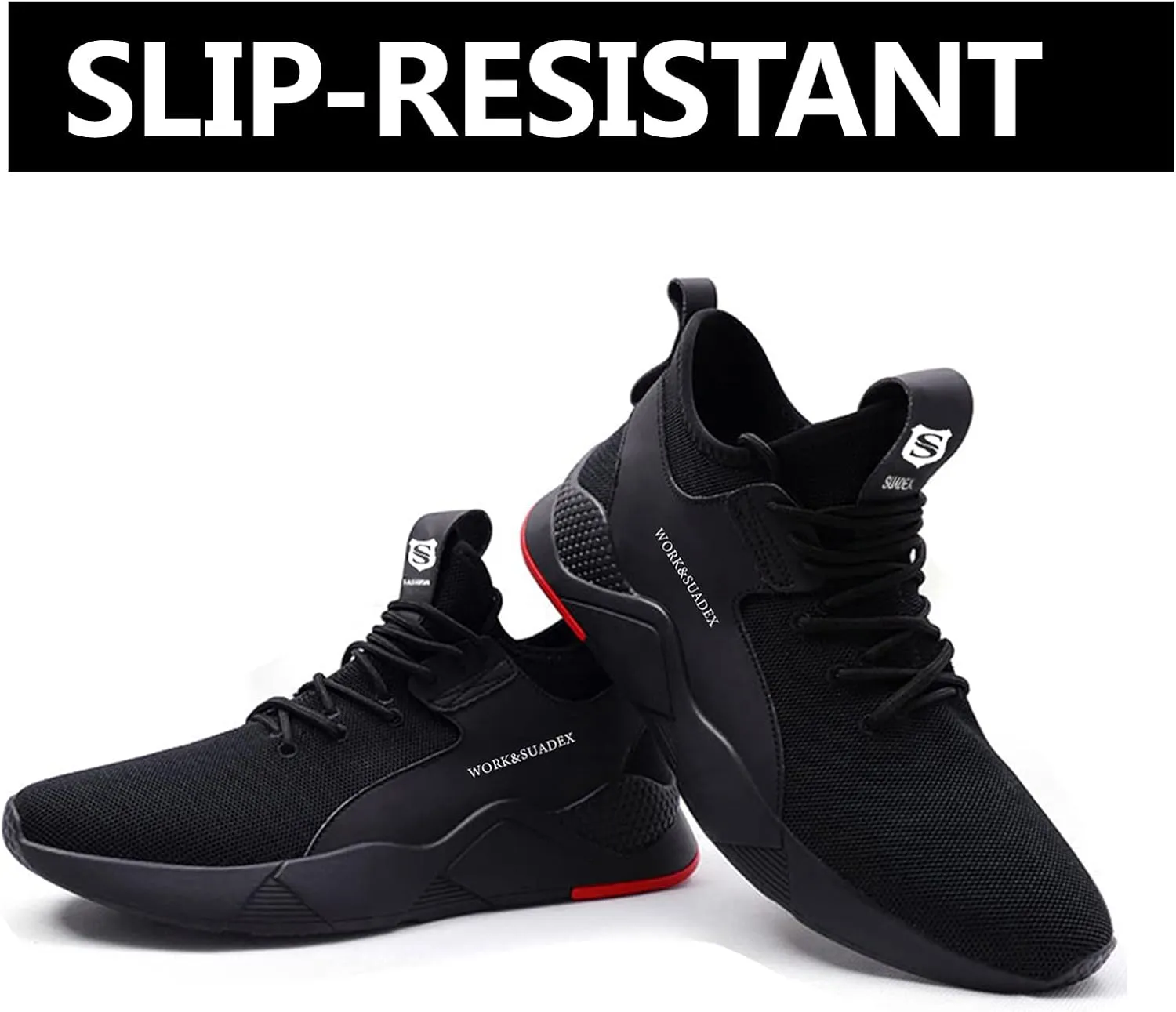 SUADEX Steel Toe Shoes for Men Women Lightweight Safety Work Sneakers for Construction Indestructible Breathable