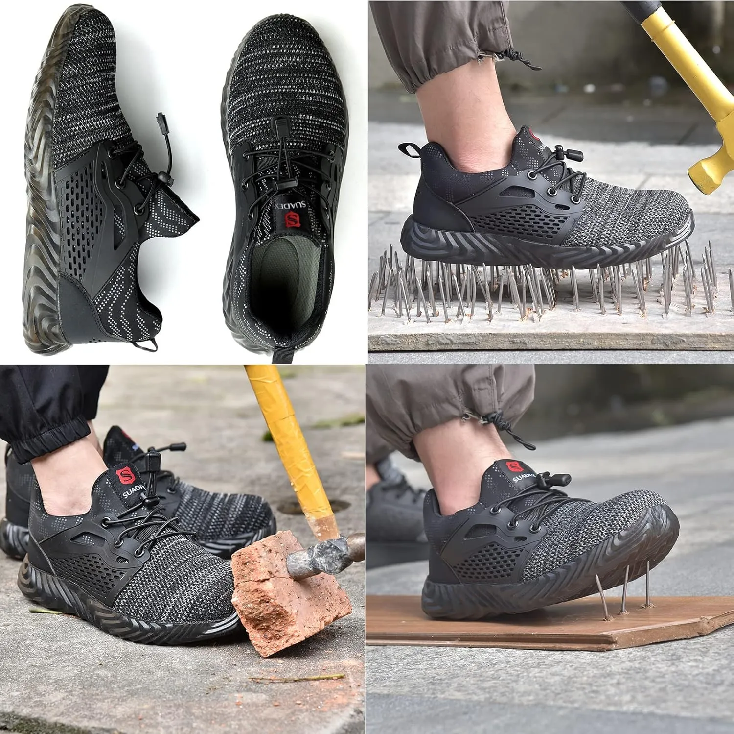 SUADEX Steel Toe Shoes Men Women Indestructible Work Safety Shoes Working Industrial Construction Sneakers