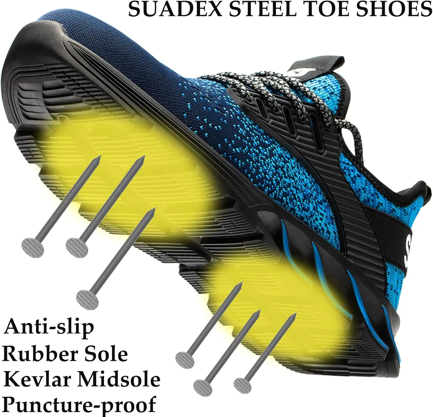 SUADEX Steel Toe Sneakers for Men Women Indestructible Work Safety Shoes Lightweight Comfortable Slip Resistant Composite Toe