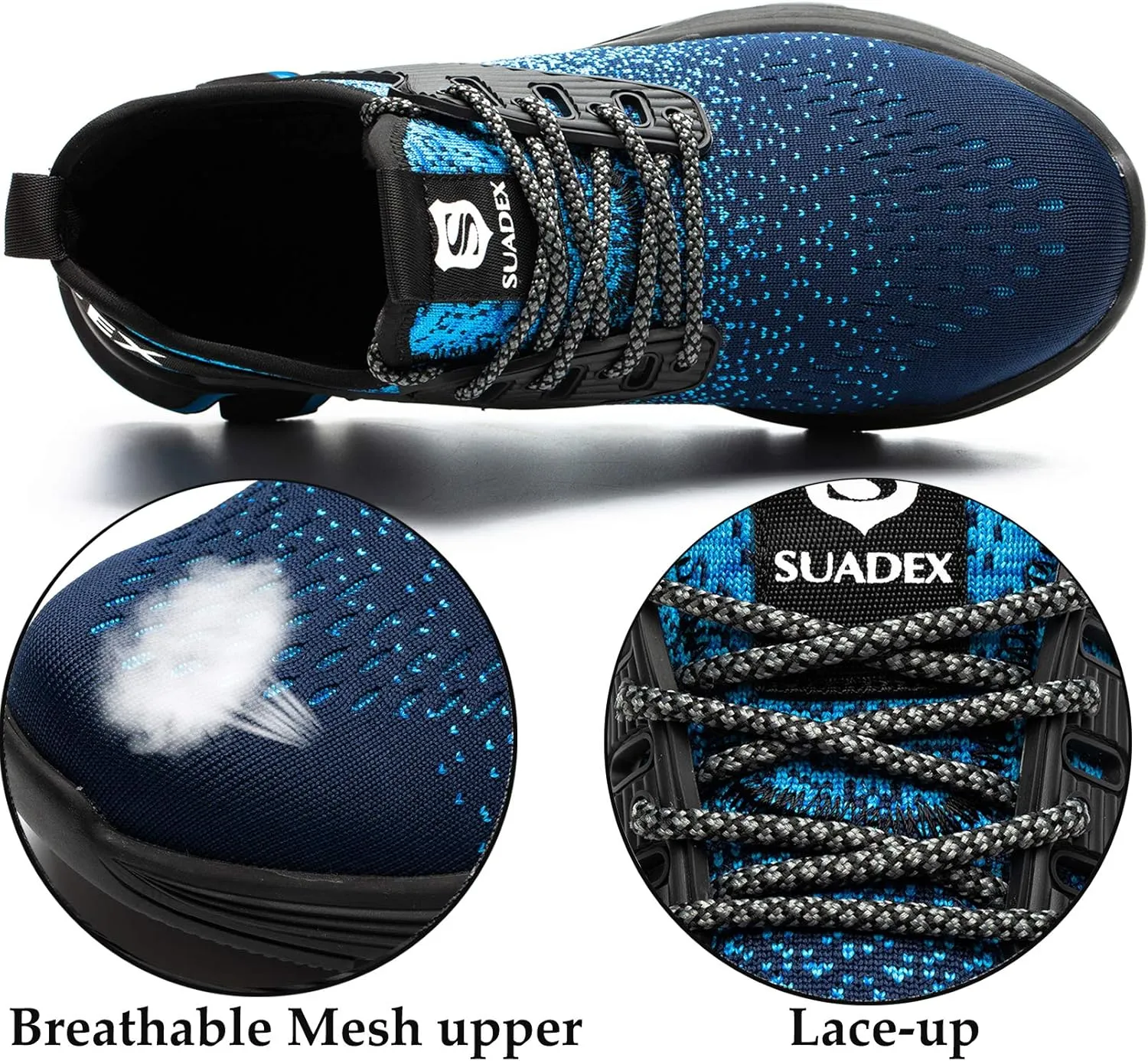 SUADEX Steel Toe Sneakers for Men Women Indestructible Work Safety Shoes Lightweight Comfortable Slip Resistant Composite Toe