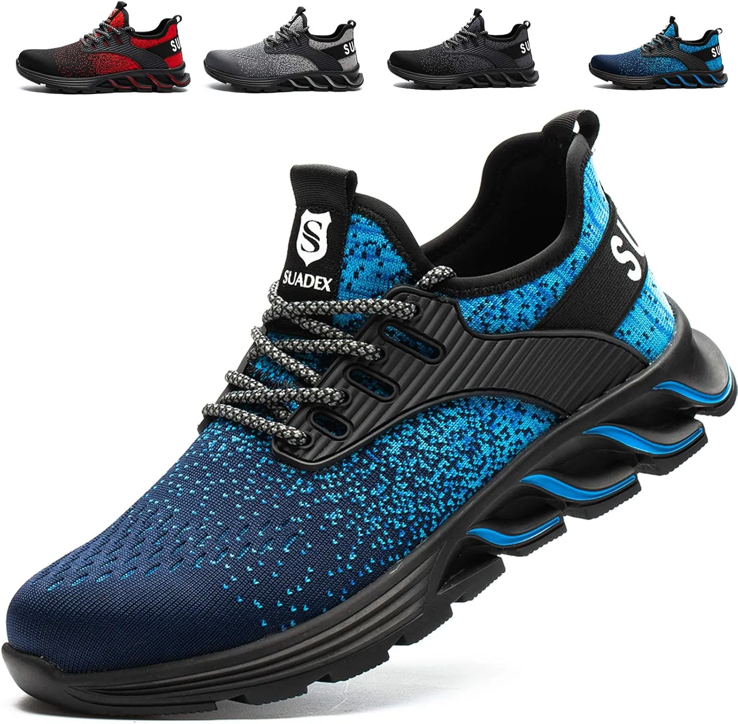 SUADEX Steel Toe Sneakers for Men Women Indestructible Work Safety Shoes Lightweight Comfortable Slip Resistant Composite Toe