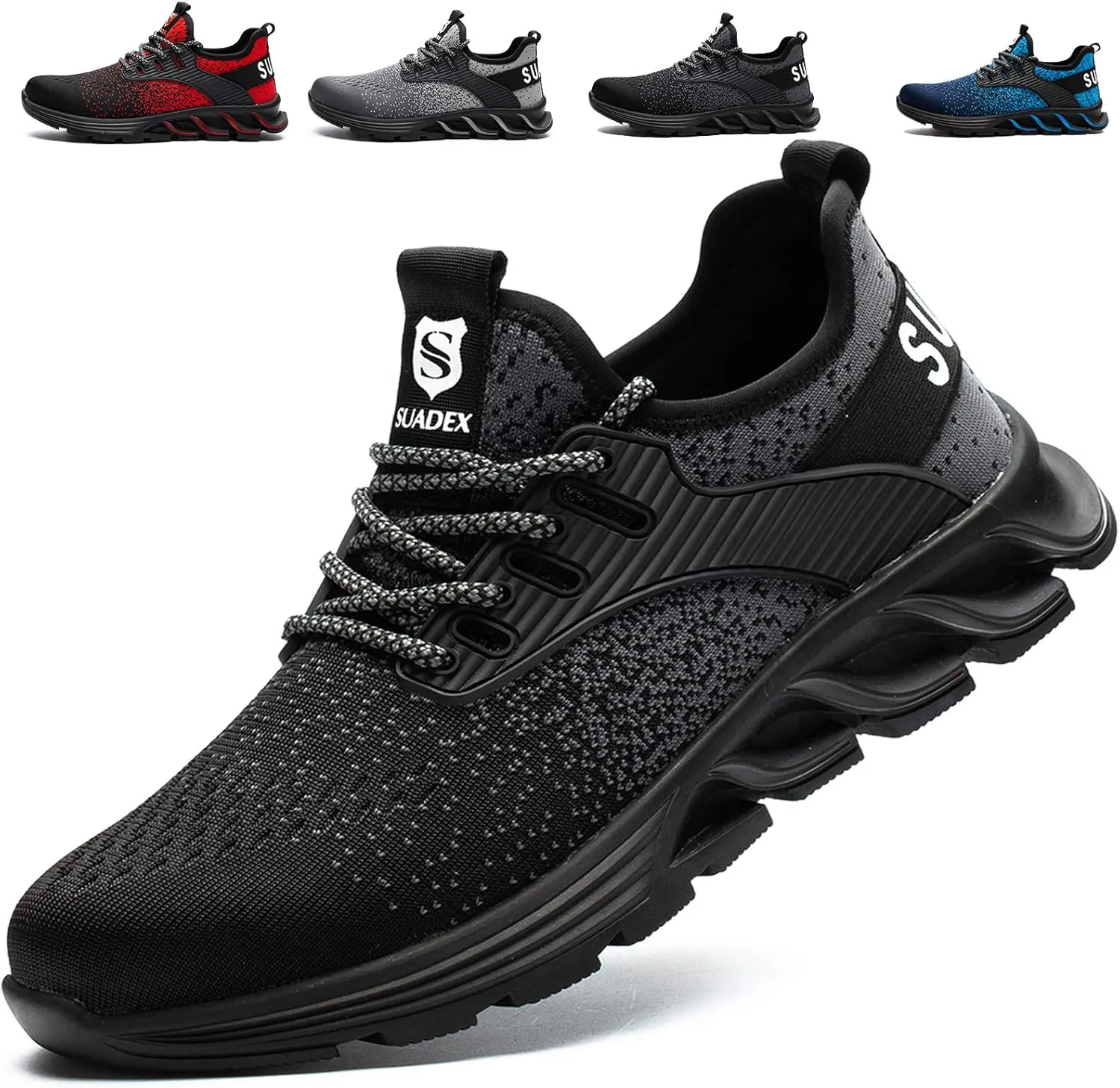 SUADEX Steel Toe Sneakers for Men Women Indestructible Work Safety Shoes Lightweight Comfortable Slip Resistant Composite Toe