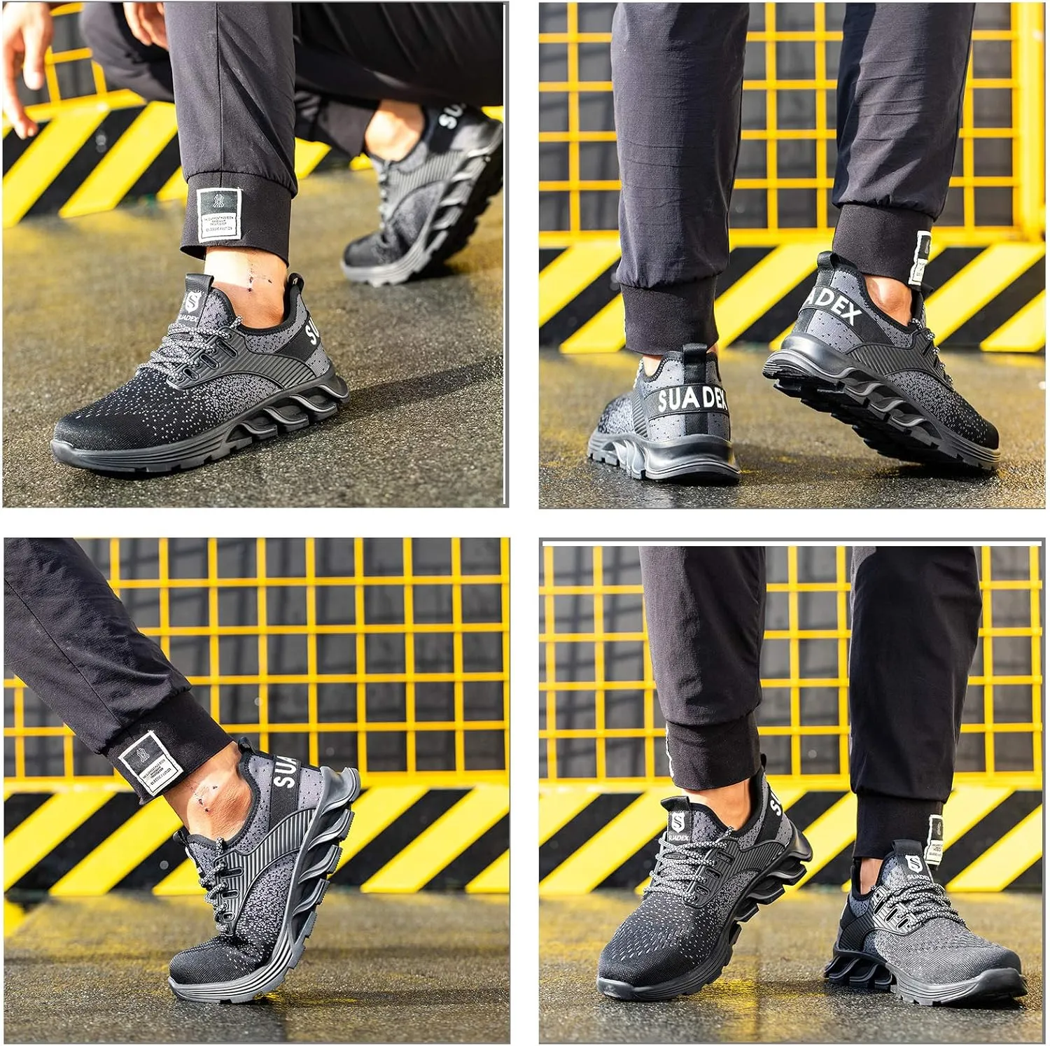 SUADEX Steel Toe Sneakers for Men Women Indestructible Work Safety Shoes Lightweight Comfortable Slip Resistant Composite Toe