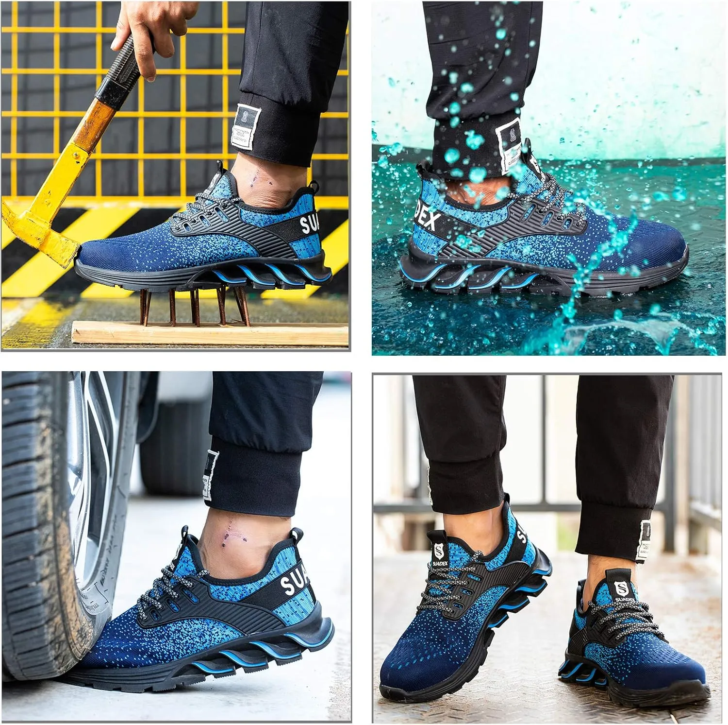 SUADEX Steel Toe Sneakers for Men Women Indestructible Work Safety Shoes Lightweight Comfortable Slip Resistant Composite Toe