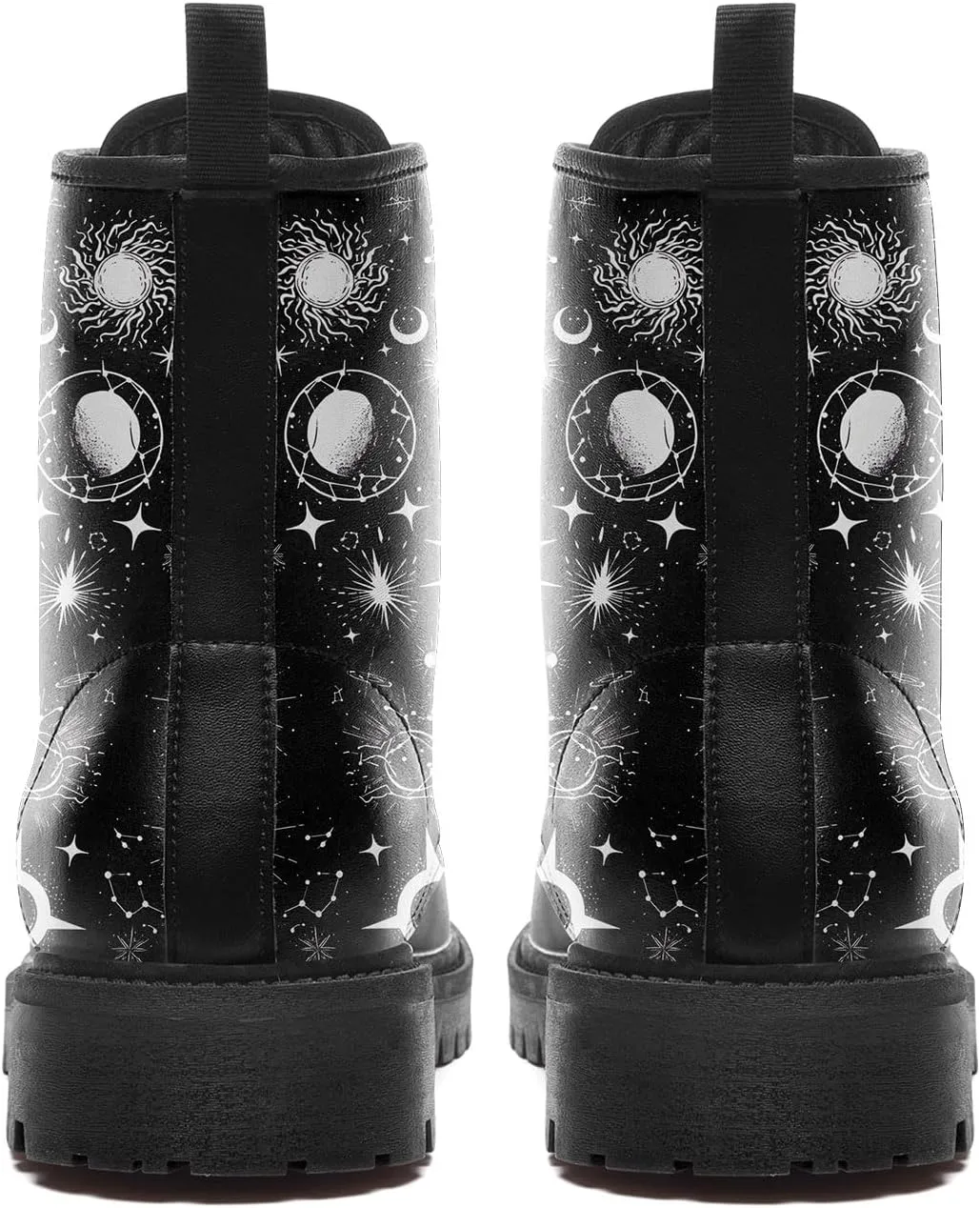 Sun and Moon Fashion Women's Ankle Boots Men's Platform Lace-up Leather Combat Booties Gift Winter Fall Dress Boots