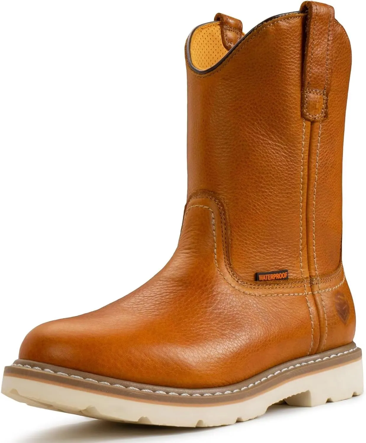 SUREWAY 10in Mens Soft/Steel Toe Waterproof Wellington Work Boot,Heavy Duty Pull On Leather Work Boots,Goodyear Welted,Full Grain Leather,Industrial Safety boot Classic Cowboy Boot,EH Rated