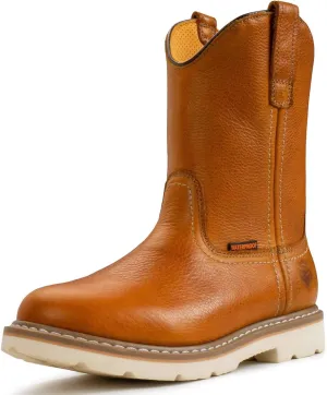 SUREWAY 10in Mens Soft/Steel Toe Waterproof Wellington Work Boot,Heavy Duty Pull On Leather Work Boots,Goodyear Welted,Full Grain Leather,Industrial Safety boot Classic Cowboy Boot,EH Rated