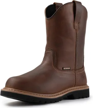 SUREWAY 10in Mens Soft/Steel Toe Waterproof Wellington Work Boot,Heavy Duty Pull On Leather Work Boots,Goodyear Welted,Full Grain Leather,Industrial Safety boot Classic Cowboy Boot,EH Rated
