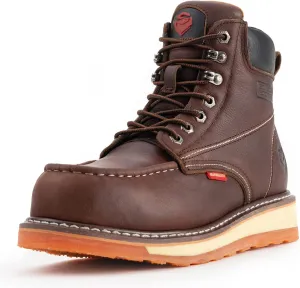 SUREWAY 6” Mens Heavy Duty Steel/Composite/Soft Toe Work Boots for Men,Comfortable & Durable,Goodyear Welt,Full Grain Leather,Oil/Slip Resistant,Wedge Moc Toe Industrial Construction Boots/Shoes