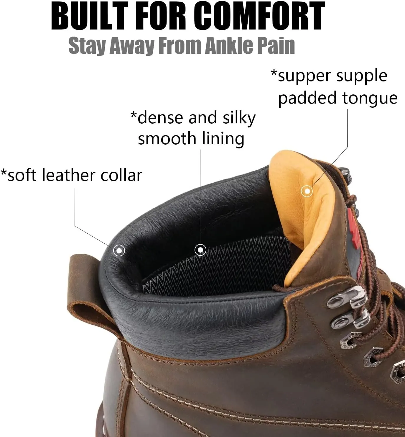SUREWAY 6” Mens Heavy Duty Steel/Composite/Soft Toe Work Boots for Men,Comfortable & Durable,Goodyear Welt,Full Grain Leather,Oil/Slip Resistant,Wedge Moc Toe Industrial Construction Boots/Shoes