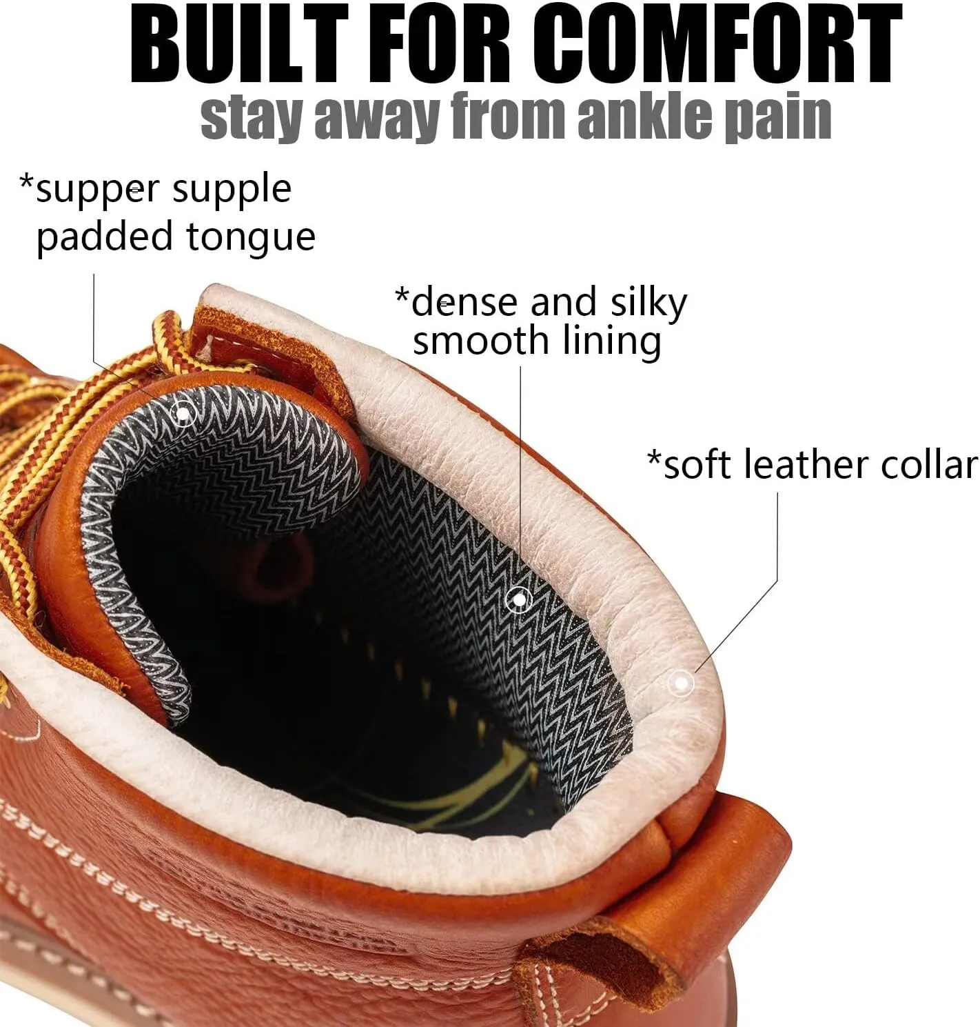 SUREWAY 6” Wedge Moc Toe Work Boots for Men - Soft Toe,Premium Full-Grain Leather,Lightweight Work Boots/Shoes,Comfort Insole,Oil/Slip Resistant,Real Goodyear,EH Rated Industrial Construction Boots