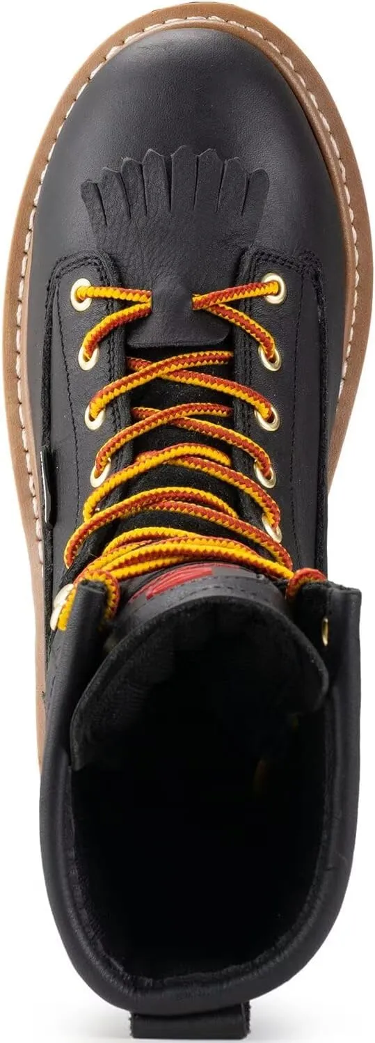SUREWAY Men's 8" Waterproof Steel-Toe Logger Work Boot,Superior Oil/Slip Resistant,Thicker Full Grain Leather,Wedge Rubber Sole,EH Rated