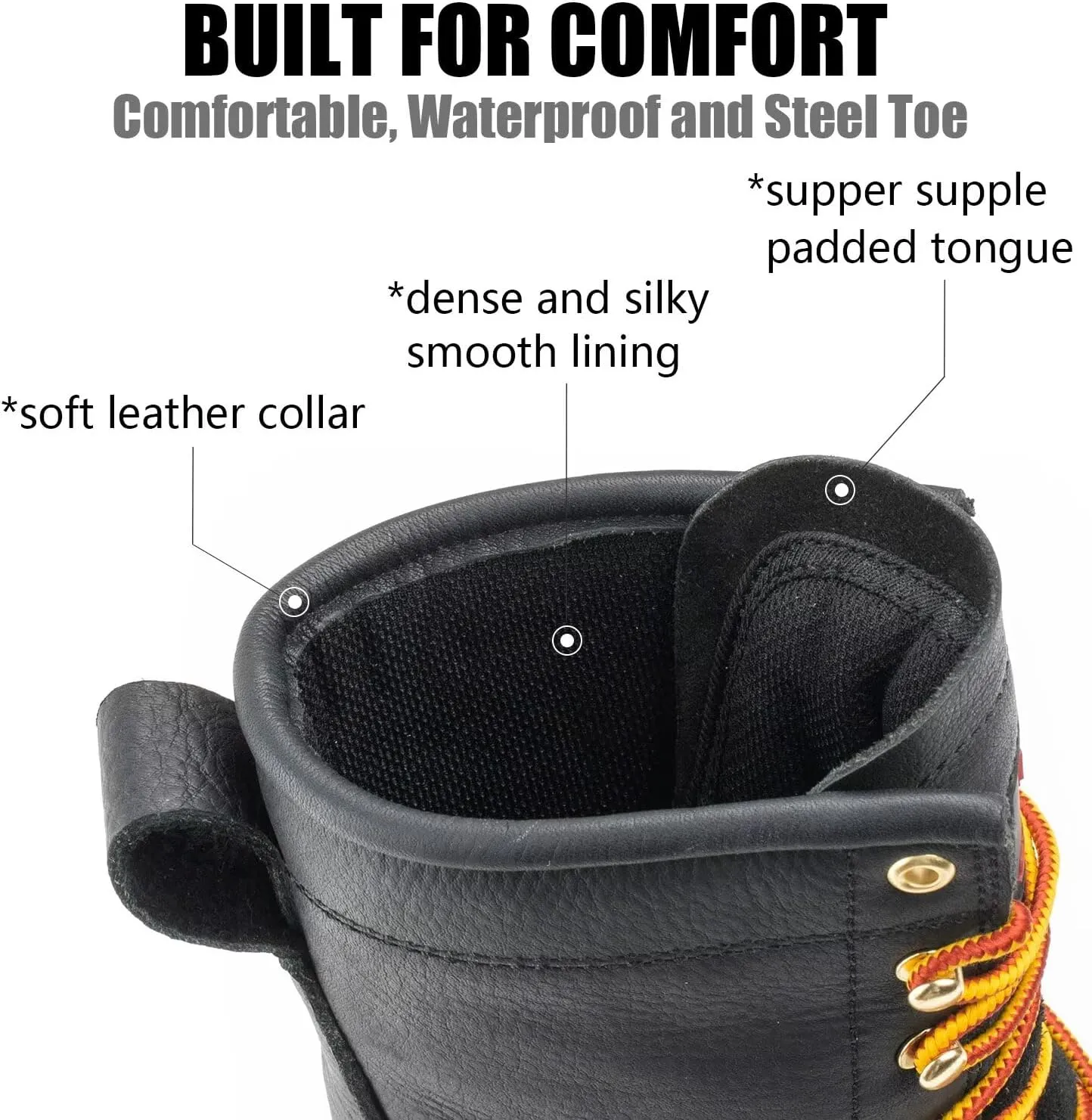 SUREWAY Men's 8" Waterproof Steel-Toe Logger Work Boot,Superior Oil/Slip Resistant,Thicker Full Grain Leather,Wedge Rubber Sole,EH Rated