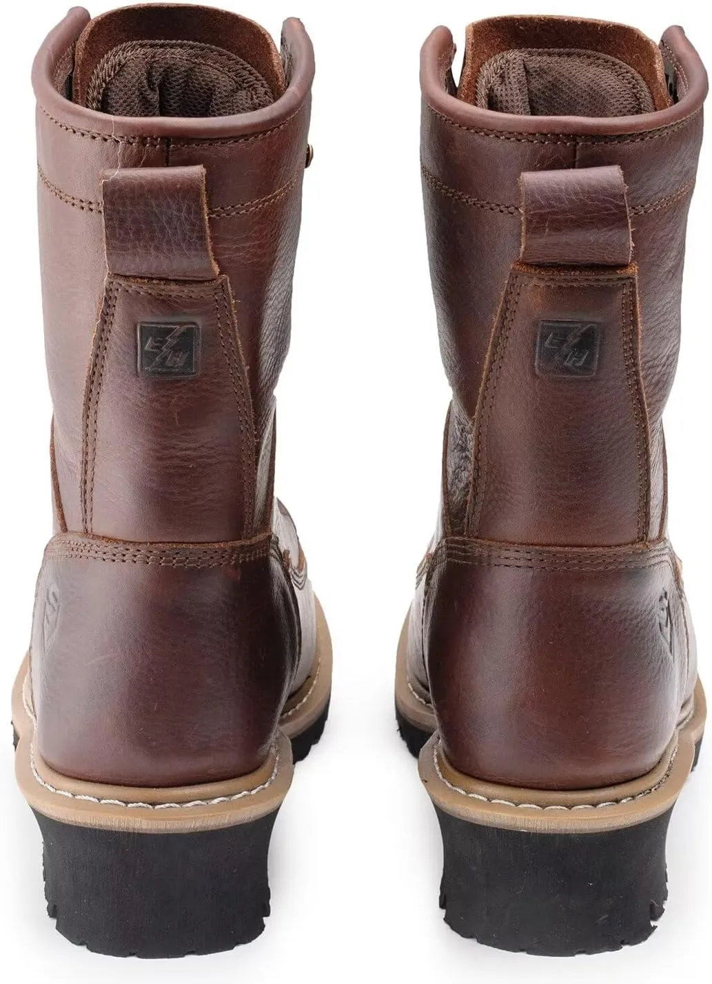 SUREWAY Men's 8" Waterproof Steel-Toe Logger Work Boot,Superior Oil/Slip Resistant,Thicker Full Grain Leather,Wedge Rubber Sole,EH Rated