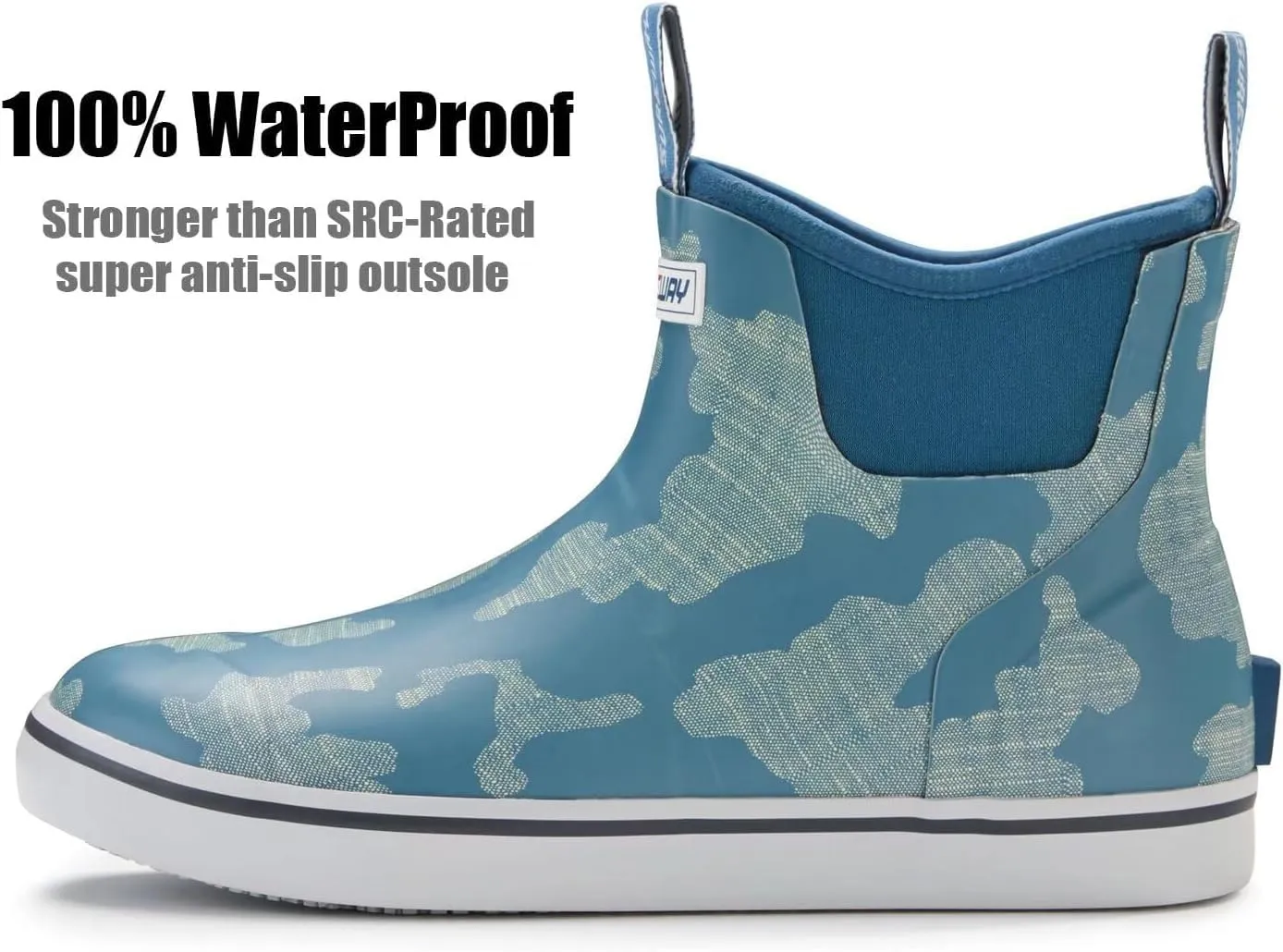 SUREWAY Men's Ankle Fishing Deck Boots for Men-Waterproof,Professional Non-Slip Soles for Wet Slippery Surface,Neoprene Rubber Rain Boot/Shoes for Hunting Boating Gardening