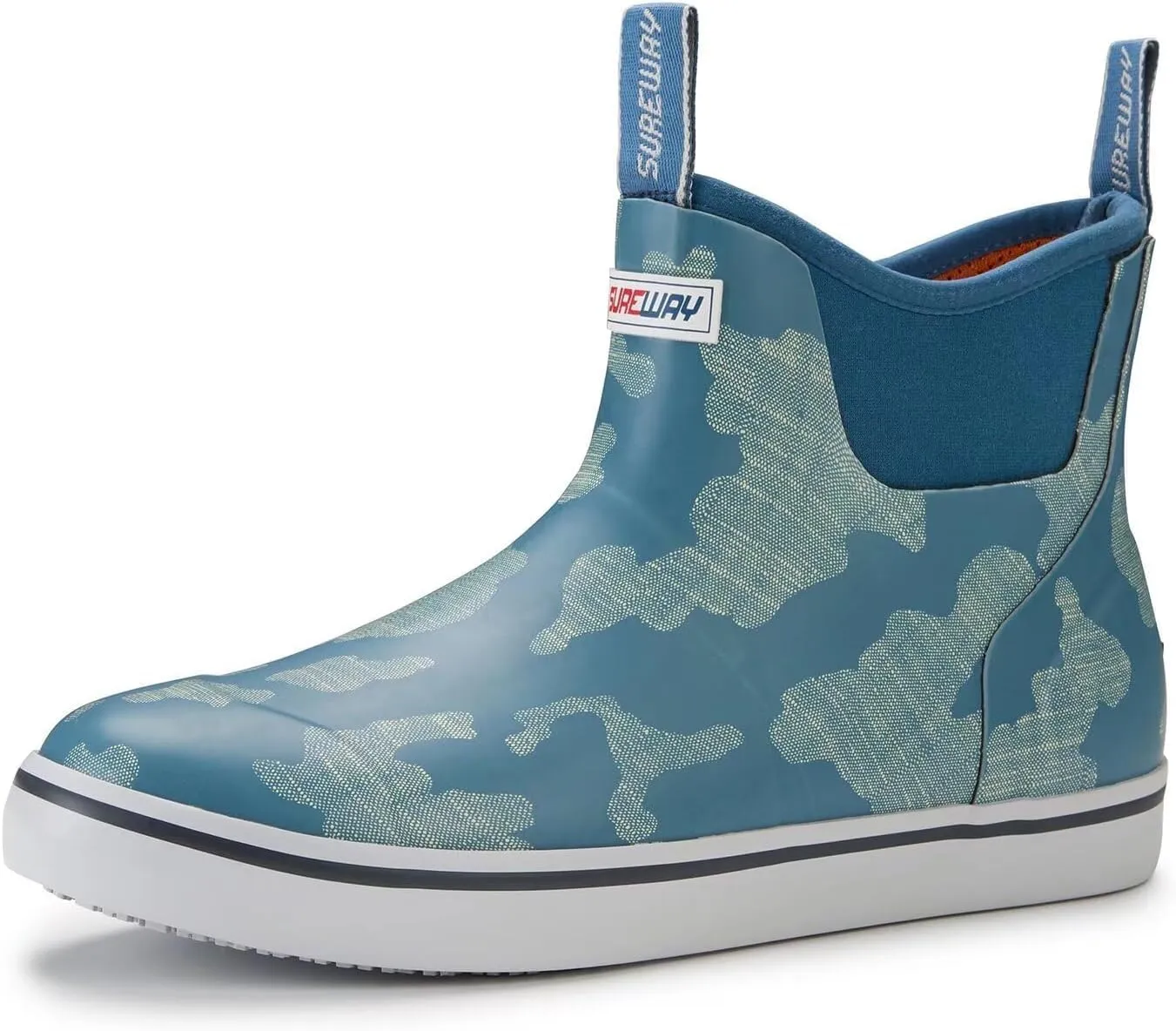 SUREWAY Men's Ankle Fishing Deck Boots for Men-Waterproof,Professional Non-Slip Soles for Wet Slippery Surface,Neoprene Rubber Rain Boot/Shoes for Hunting Boating Gardening