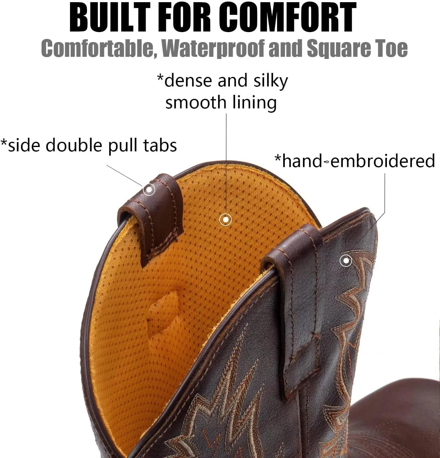 SUREWAY Square Toe Cowboy Boots for Men