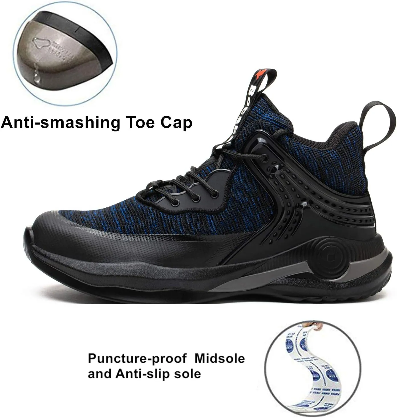 SYLPHID Steel Toe Boots for Men Safety Shoes for Women Work Sneakers Slip Resistant