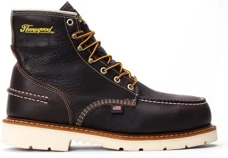 Thorogood 1957 Series 6” Waterproof Steel Toe Work Boots for Men - Full-Grain Leather with Moc Toe, Comfort Insole, and Slip-Resistant Heel Outsole; EH Rated