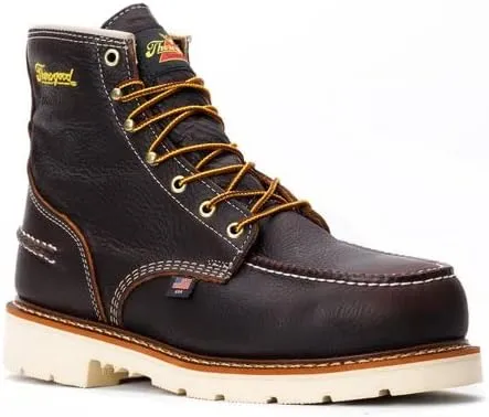 Thorogood 1957 Series 6” Waterproof Steel Toe Work Boots for Men - Full-Grain Leather with Moc Toe, Comfort Insole, and Slip-Resistant Heel Outsole; EH Rated