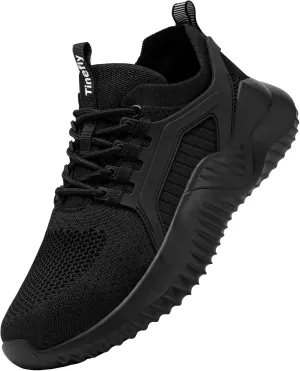 Tinefiy Steel Toe Shoes for Women Work Sneakers Lightweight Comfortable Safety Toe Slip On Puncture Proof Footwear Indestructible Shoe