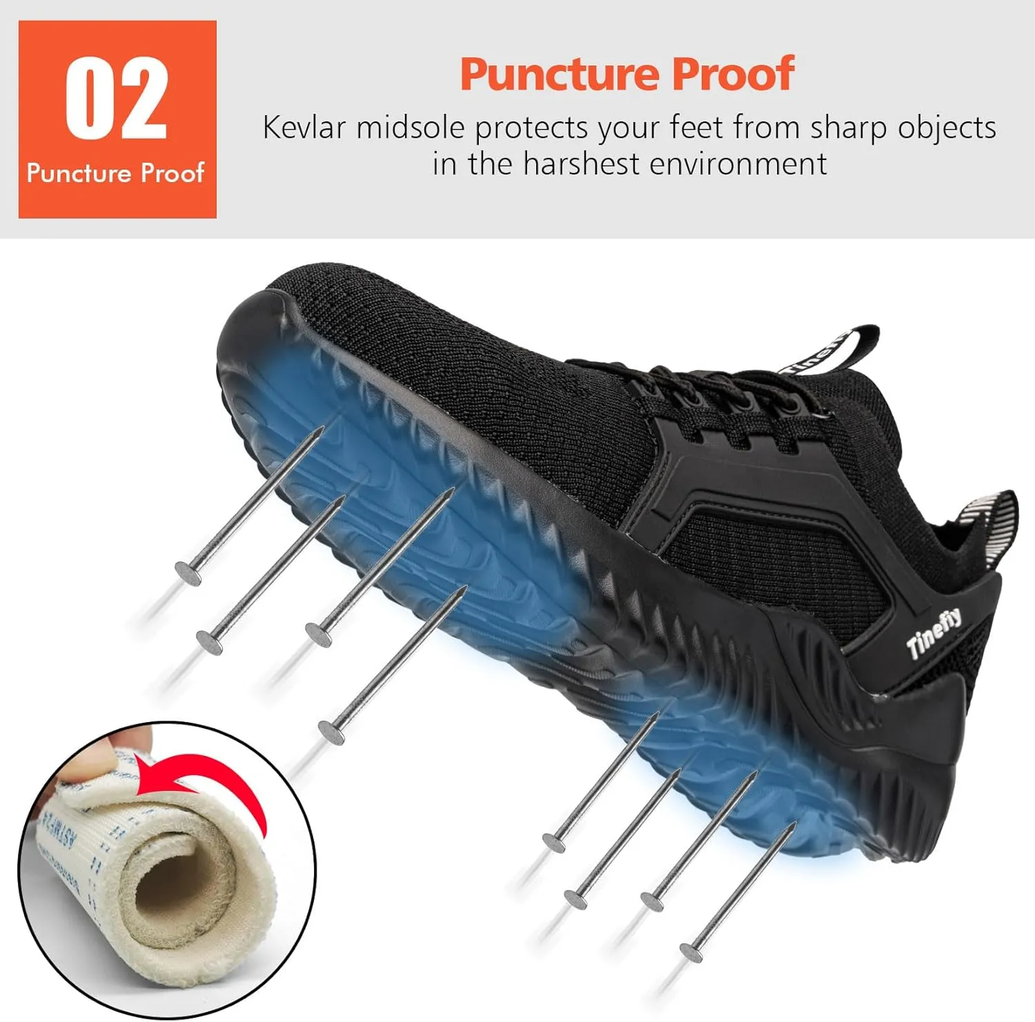 Tinefiy Steel Toe Shoes for Women Work Sneakers Lightweight Comfortable Safety Toe Slip On Puncture Proof Footwear Indestructible Shoe