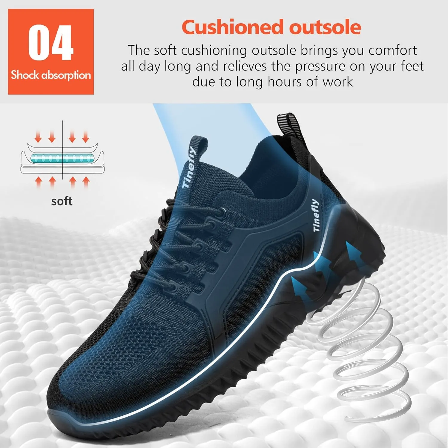 Tinefiy Steel Toe Shoes for Women Work Sneakers Lightweight Comfortable Safety Toe Slip On Puncture Proof Footwear Indestructible Shoe