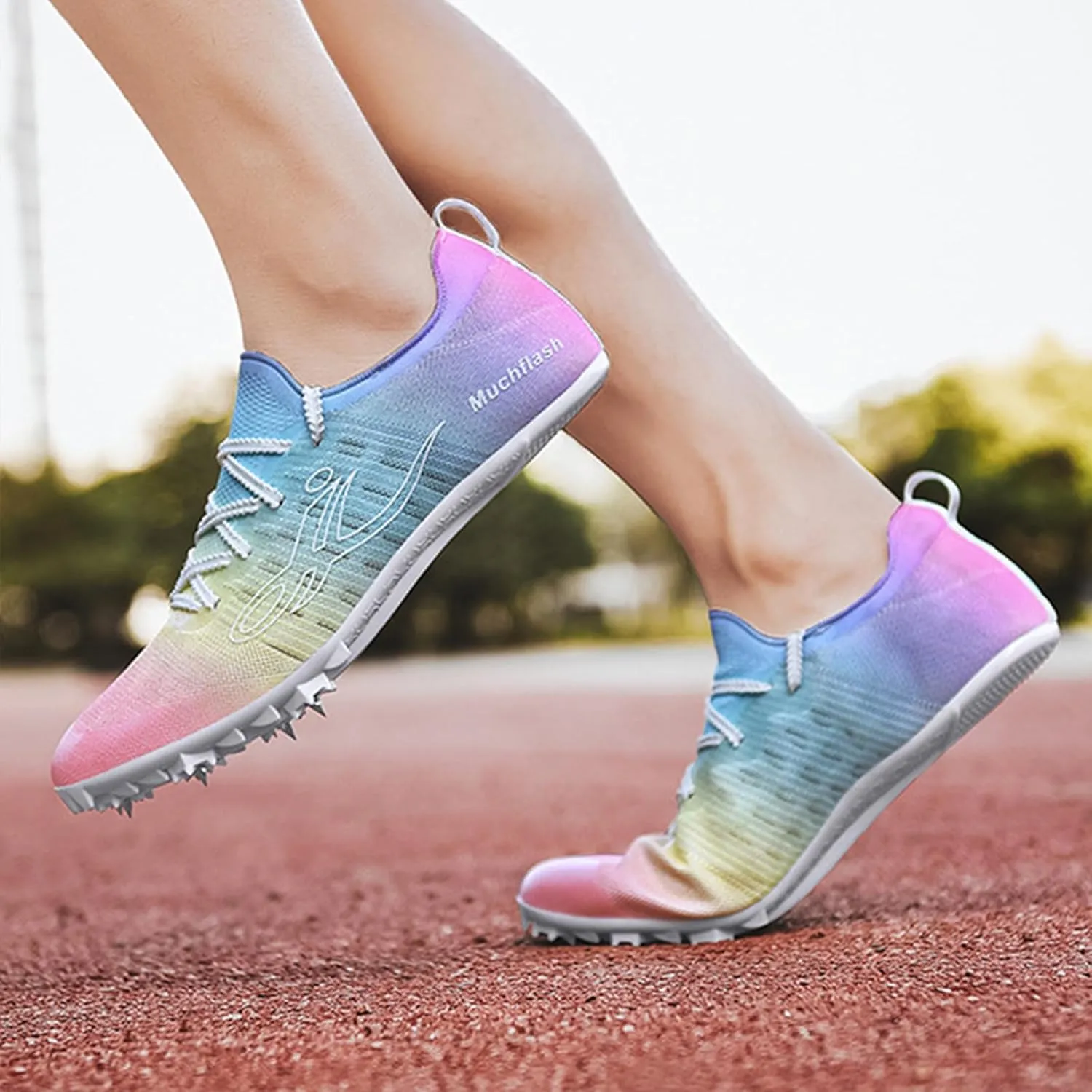 Track and Field Shoes for Men Women Kids Running Athletic Sneakers Breathable Comfortable Sprinting Racing Shoes