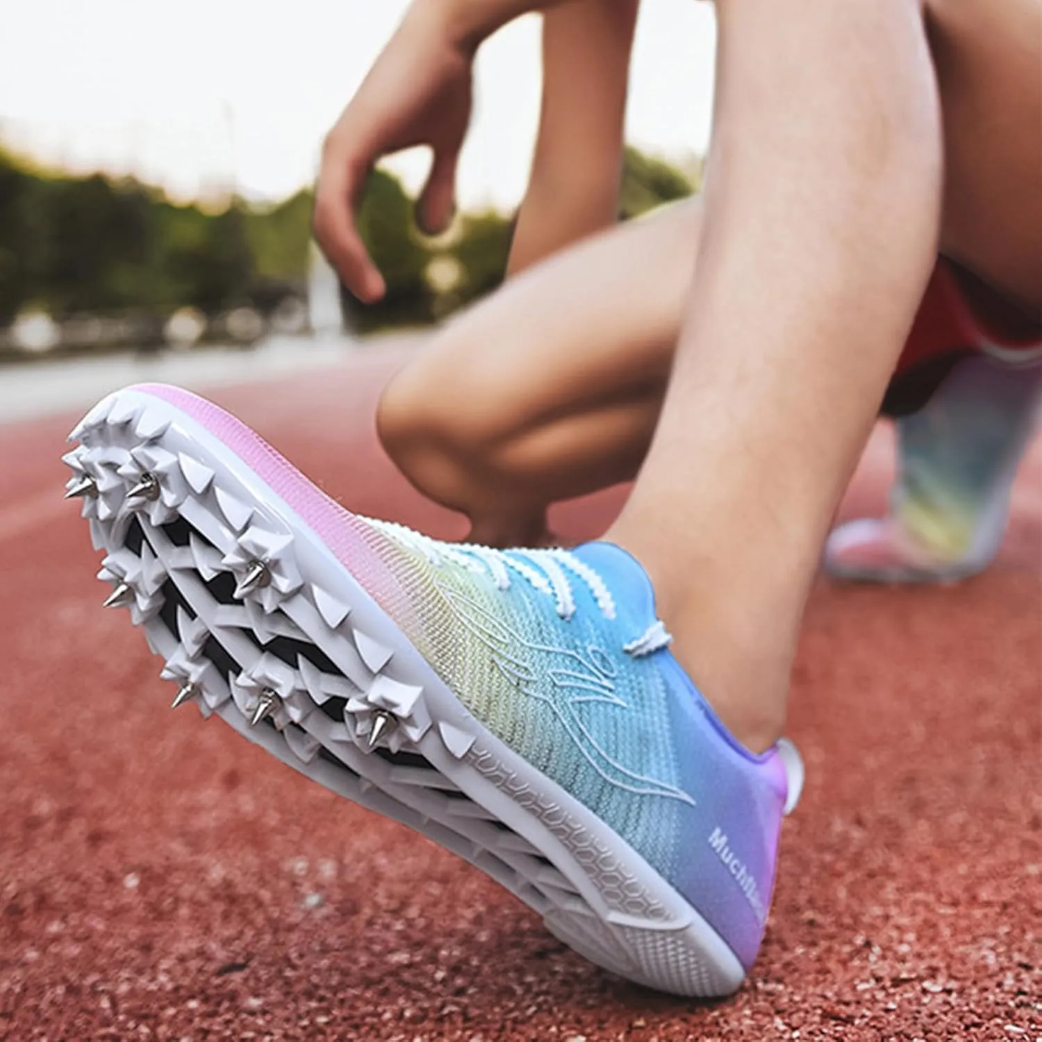 Track and Field Shoes for Men Women Kids Running Athletic Sneakers Breathable Comfortable Sprinting Racing Shoes