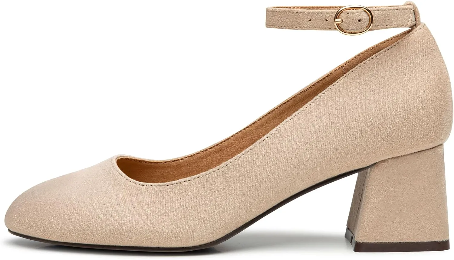 Trary Women's Chunky Low Heels Closed Round Toe Block Heels Mary Jane Shoes Adjustable Ankle Strap Pumps Comfortable Loafers Casual Dress Wedding Work Heels for Women