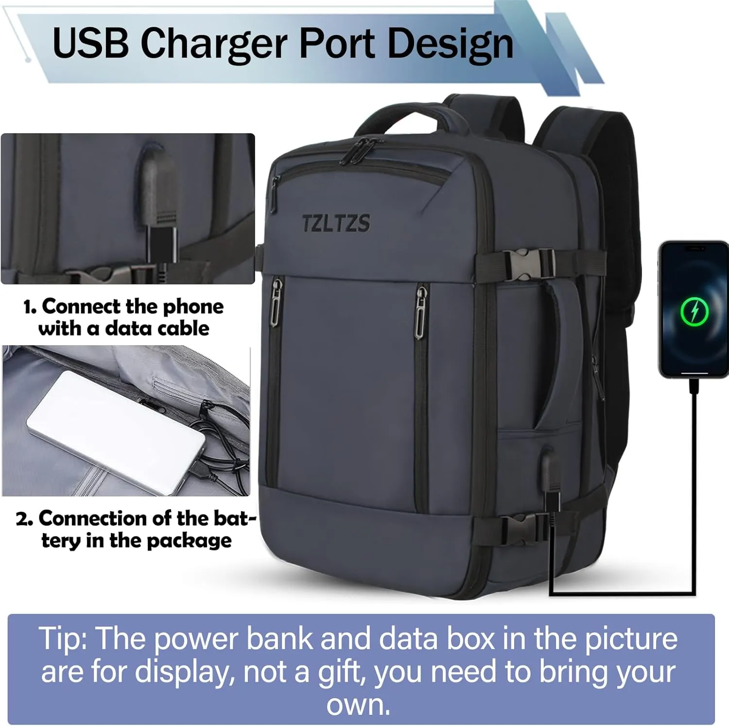 Travel Backpack, Carry-on Backpack Bag Luggage, 17.3Inch Laptop Backpack with USB Charging Port&Shoes Compartment, Anti Theft Waterproof, Casual Daypack for School Weekender Business Trip(Blue)