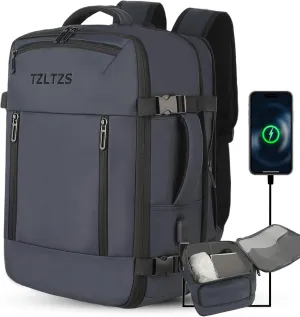 Travel Backpack, Carry-on Backpack Bag Luggage, 17.3Inch Laptop Backpack with USB Charging Port&Shoes Compartment, Anti Theft Waterproof, Casual Daypack for School Weekender Business Trip(Blue)