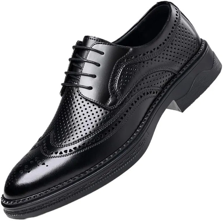 Tuxedo Shoes Mens Modern Classic Slip On Oxfords Mens Black Dress Shoes Genuine Leather All-Day Comfort Men's Classic Lace-up Formal Oxfords
