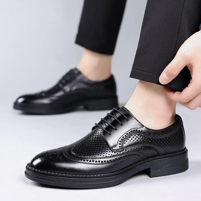 Tuxedo Shoes Mens Modern Classic Slip On Oxfords Mens Black Dress Shoes Genuine Leather All-Day Comfort Men's Classic Lace-up Formal Oxfords
