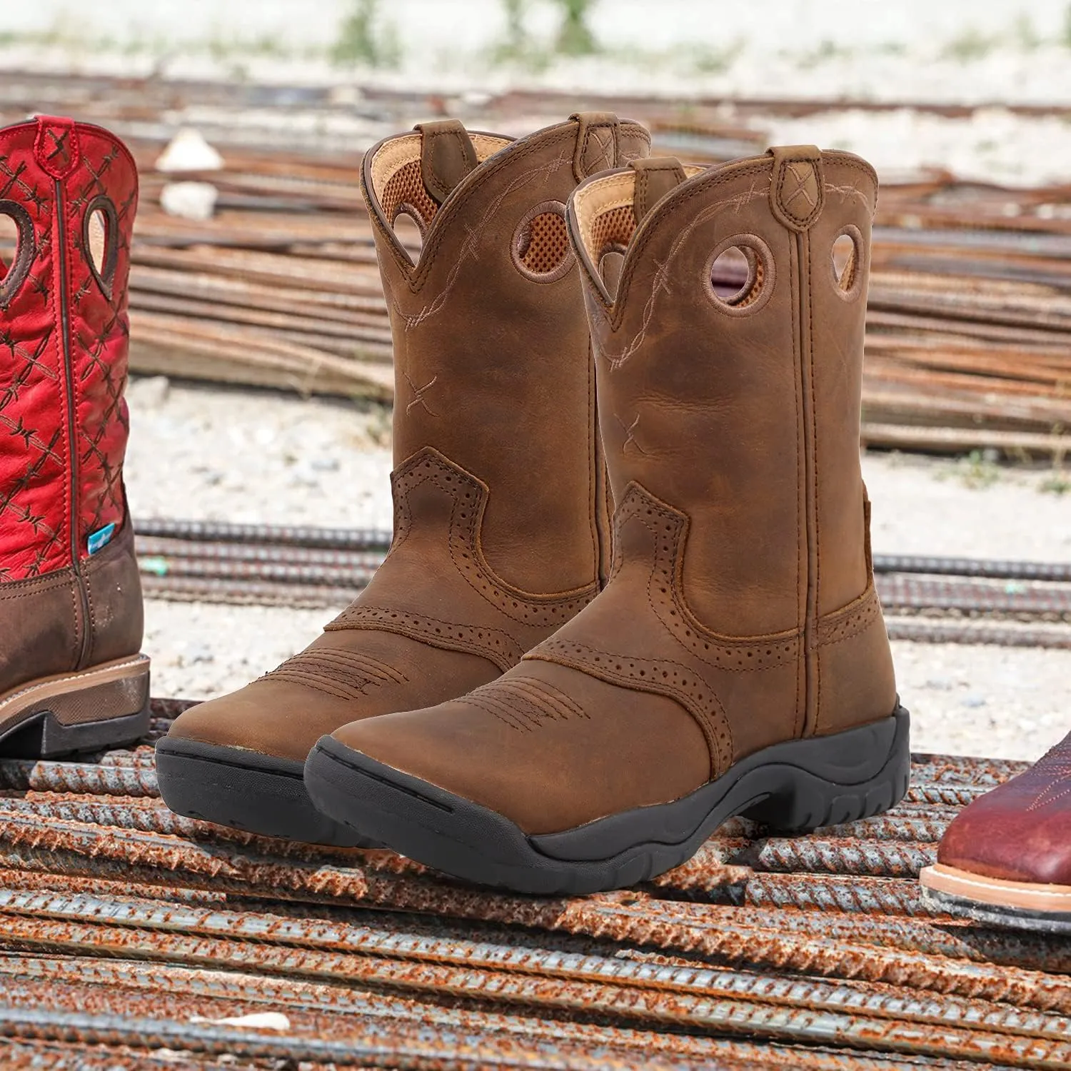 Twisted X Women's 9" All Around Work Boot - Versatile Women's Western Work Boots - Water Resistant Oiled Leather Shaft, Made for Barn Use