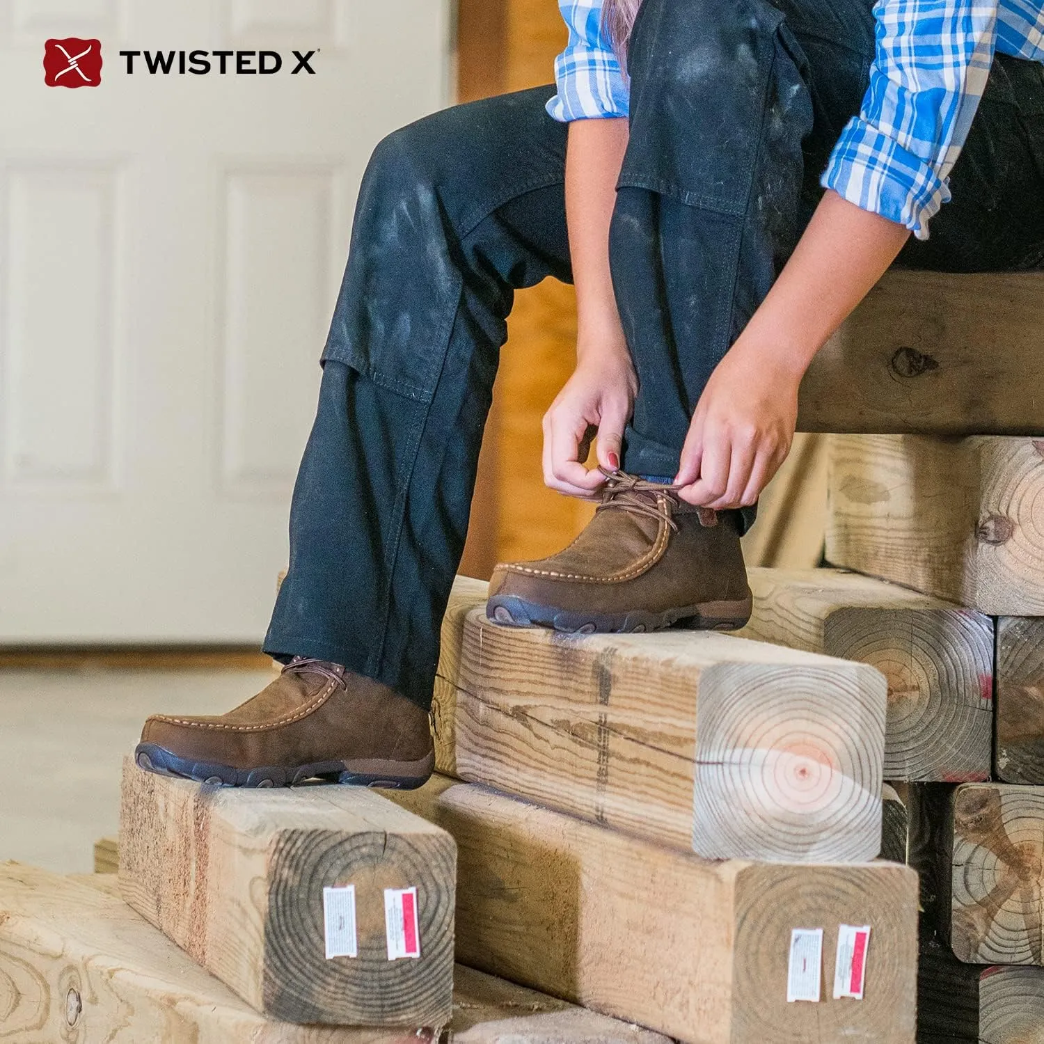 Twisted X Women's Distressed Saddle Steel Toe Driving Mocs