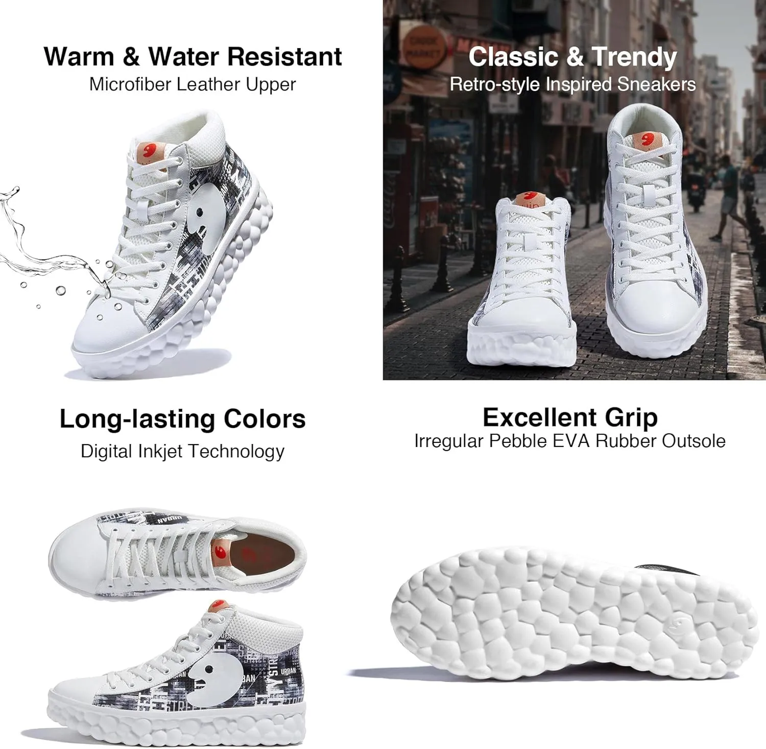 UIN Men's Fashion Sneakers Lightweight Walking Casual Slip Ons Art Painted Athletic Travel Skate Shoes Las Ramblas