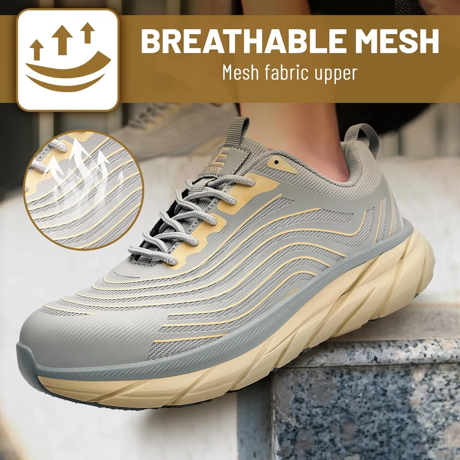 Unisex Adults Work Shoes - Black - All Seasons - Industrial & Construction - Lace-Up - Mesh - Moderate Cushioning - Hiking - Adults (Men & Women) Outdoor Enthusiasts & Athletes