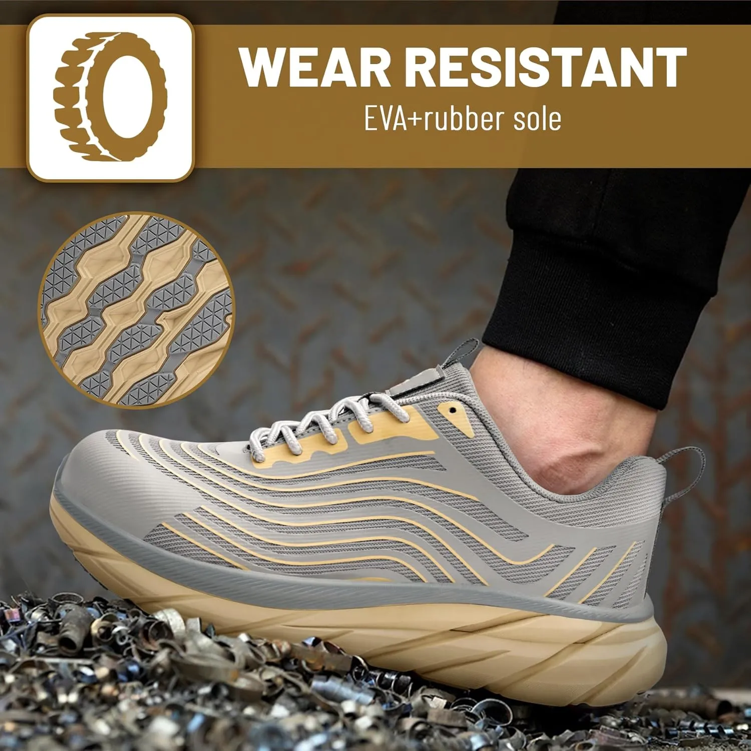 Unisex Adults Work Shoes - Black - All Seasons - Industrial & Construction - Lace-Up - Mesh - Moderate Cushioning - Hiking - Adults (Men & Women) Outdoor Enthusiasts & Athletes