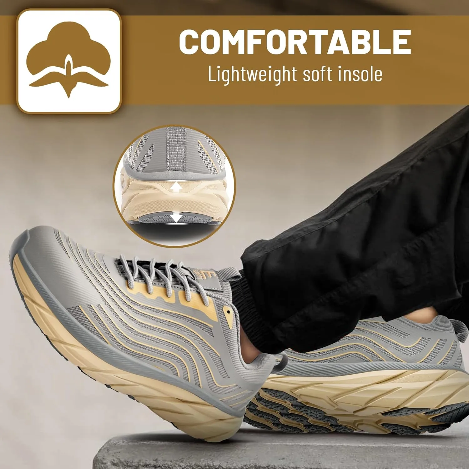 Unisex Adults Work Shoes - Black - All Seasons - Industrial & Construction - Lace-Up - Mesh - Moderate Cushioning - Hiking - Adults (Men & Women) Outdoor Enthusiasts & Athletes