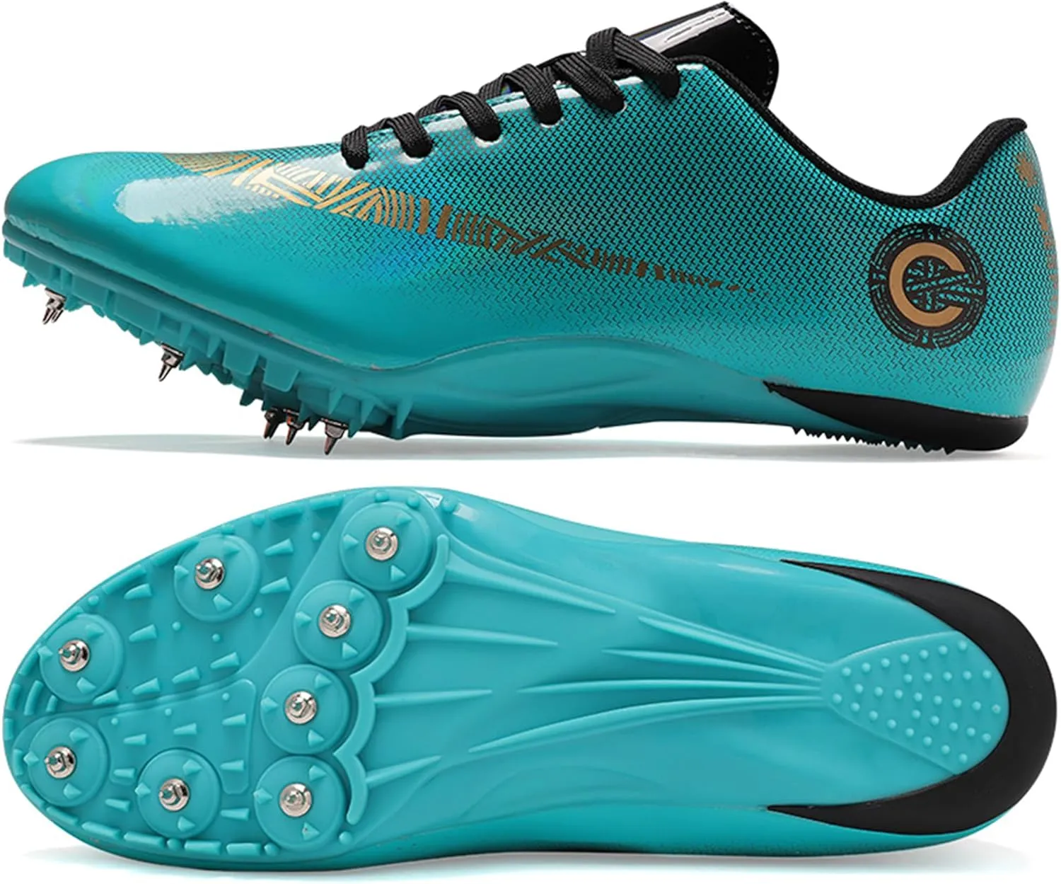 UYO Men's Track Shoes Spikes Sprint Sneakers Athletic Race Jumping Breathable Training Lightweight Track Cleats for Men