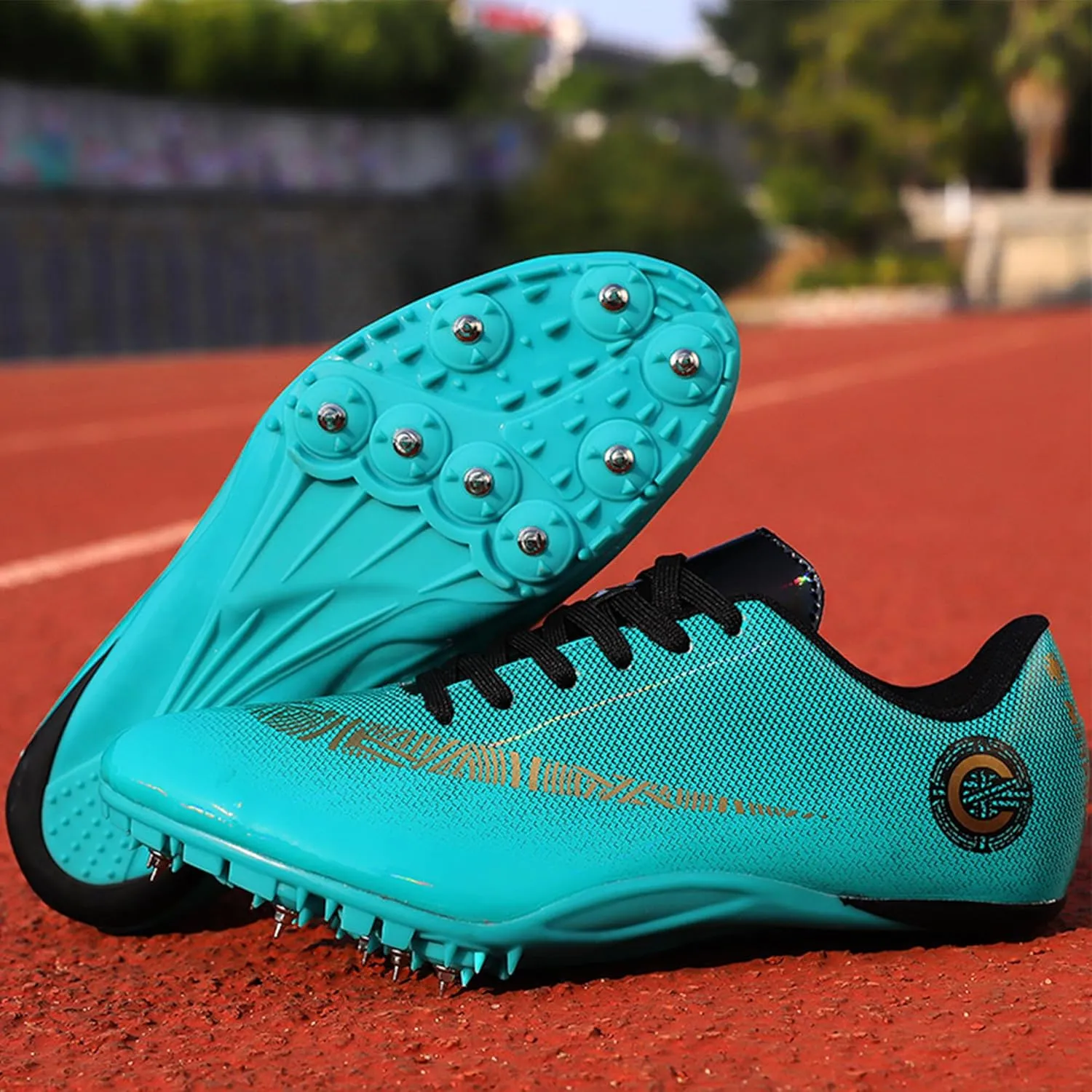 UYO Men's Track Shoes Spikes Sprint Sneakers Athletic Race Jumping Breathable Training Lightweight Track Cleats for Men
